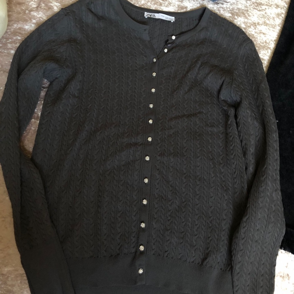 Knit sweater grey waffle materiel